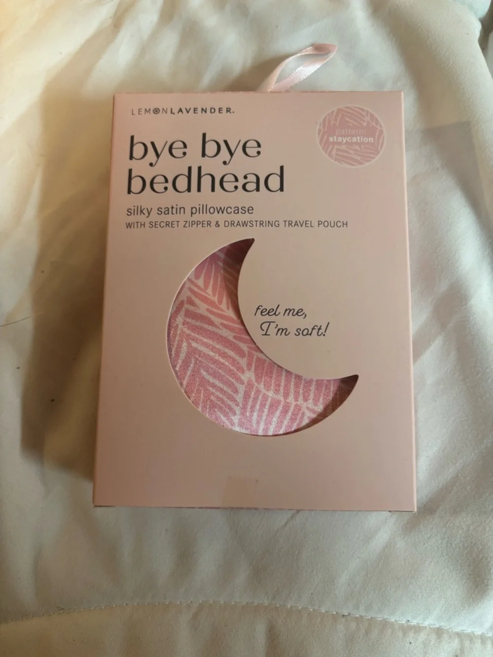 Bye Bye Bedhead Silky Satin Pillowcase Secret Zipper Drawstring Travel Pouch New
